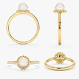 Beaded Halo Pearl Ring, Fira