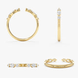 Alternating Lab Diamond Cuff Ring, Dree