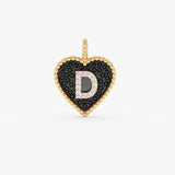 Black Diamond Initial Heart Charm, Aluinne