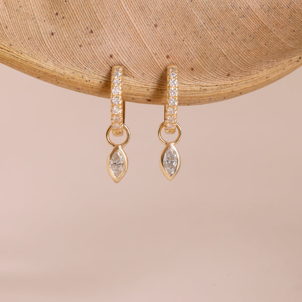 april birthstone clear diamond hoops and charms