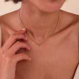 dainty design miami cuban chain bezel emerald necklace