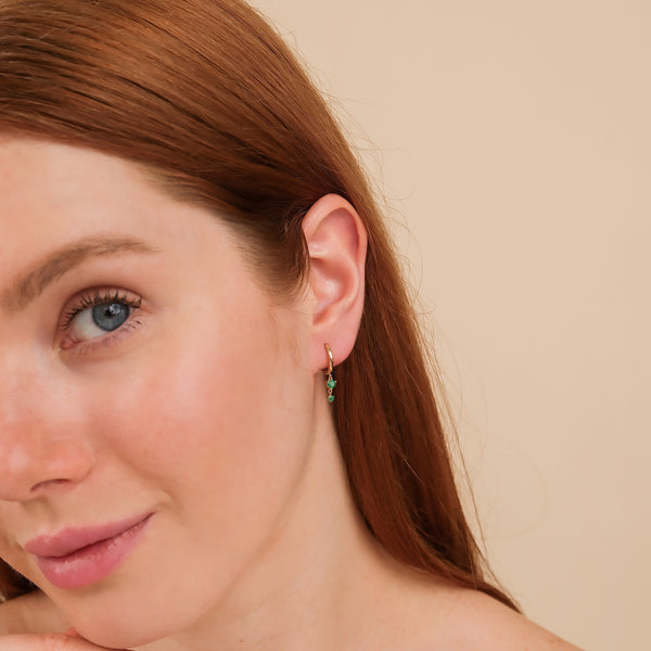 natural emerald gold huggies