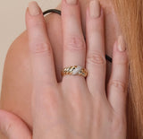 Chunky Solid Gold & Diamond Croissant Ring, Amina