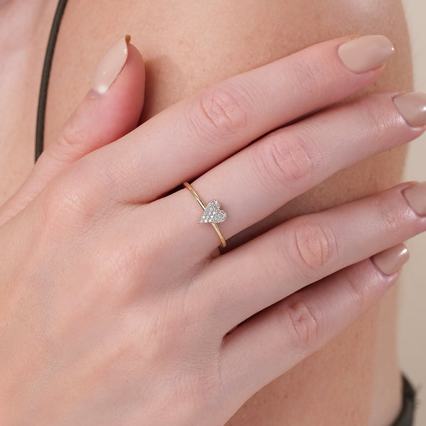 Micro Pave Diamond Elongated Heart Ring, Natalie