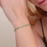 Natural Diamond and Emerald Garland Tennis Bracelet In Solid Gold, Ivy