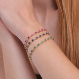 Natural Diamond and Ruby Garland Tennis Bracelet In Solid Gold, Ivy