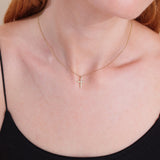 petite solid gold necklace with diamond bezel cross pendant 