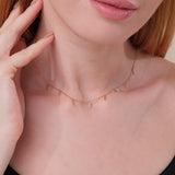 dainty solid gold diamond bar choker necklace for her