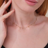 Small Diamond and Plain Bar Layering Choker Necklace, Priscilla