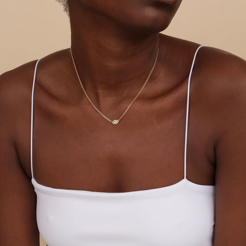 petite protection necklace with eye talisman in solid gold and natural diamonds for her
