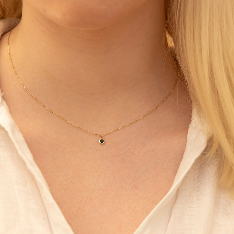 natural onyx solid gold bezel necklace