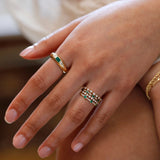 Emerald Cut Emerald and Pear Shape Diamonds Dome Ring, Rae