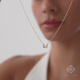 Emerald Cut Rose Quartz Necklace, Lexa