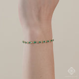 Natural Diamond and Emerald Garland Tennis Bracelet In Solid Gold, Ivy
