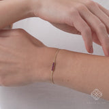 Princess Cut Ruby Cuban Chain Bracelet, Lyriavelle