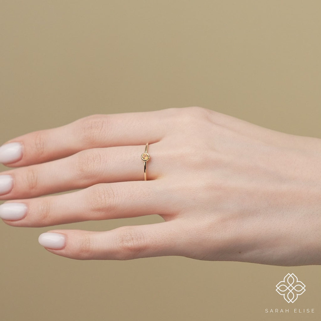 minimalist design gold citrine ring