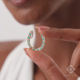 Horseshoe Charm, Turquoise and Lab Grown Diamond Pendant, Zanitha