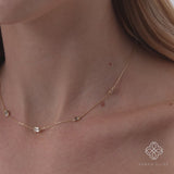 Emerald Cut Diamond Station Necklace, Evaloria