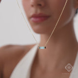 Natural Baguette Sky Blue Topaz Necklace, Vix