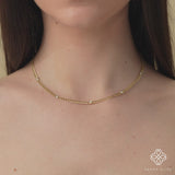 14k Gold Sectioned 5 Bezel Diamond Cuban Chain Necklace, Salma