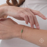 Princess Cut Emerald Cuban Chain Bracelet, Lyriavelle