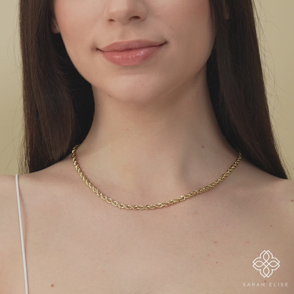 twisted 14k gold thick chain necklace