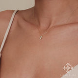 dainty diamond bear pendant necklace
