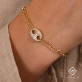 ethically sourced natural diamond link chain bangle in solid gold