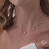 Mother of Pearl Heart Station Necklace, Aurezelle