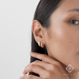 Gold Beaded Hoop Earrings, Solid Gold Textured Huggie Hoops, Dionea