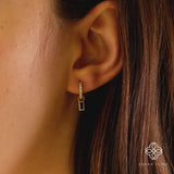 minimalistic style baguette cut black diamond with hoops