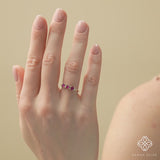Natural Ruby and Diamond Garland Ring In Solid Gold