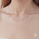 natural diamond hanging clover charms on dainty solid gold necklace for her