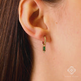 solid gold natural birthstone earrings in emerald with diamond