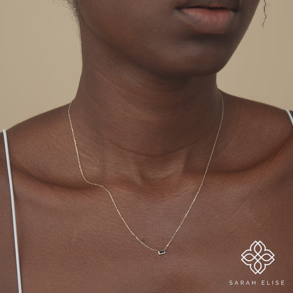 minimalist black diamond necklace