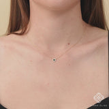 Natural Diamond & Black Enamel Heart Necklace, Lilliana