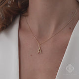 Solid Gold Rope Textured Initial Charm, Nirellia