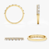 solid gold double band ring with natural white diamonds
