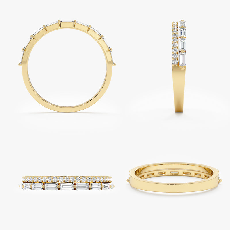 solid gold double band ring with natural white diamonds