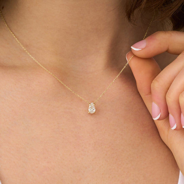 Pear Shape Lab Diamond Necklace, Ziva