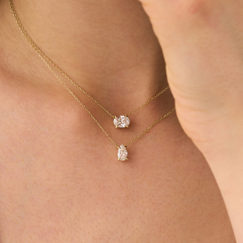 Pear Shape Lab Diamond Necklace, Ziva
