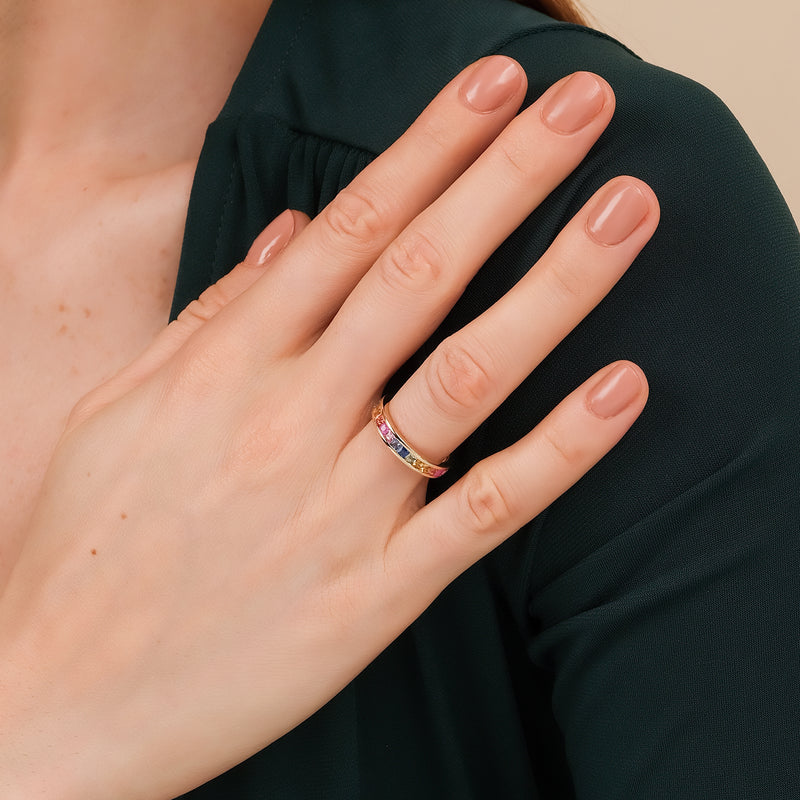 petite solid gold natural sapphire 