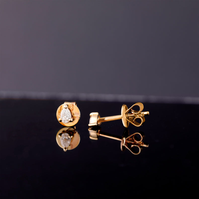 Solid Gold Pear Shape Diamond Earrings