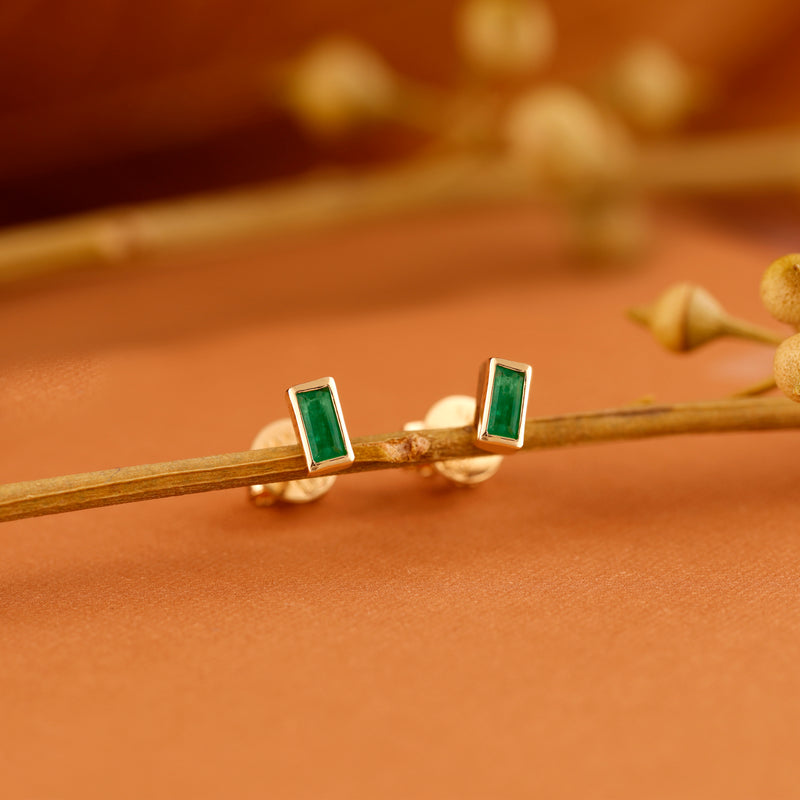 Baguette Emerald Earrings