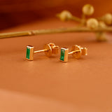 Solid Gold Natural Emerald Studs