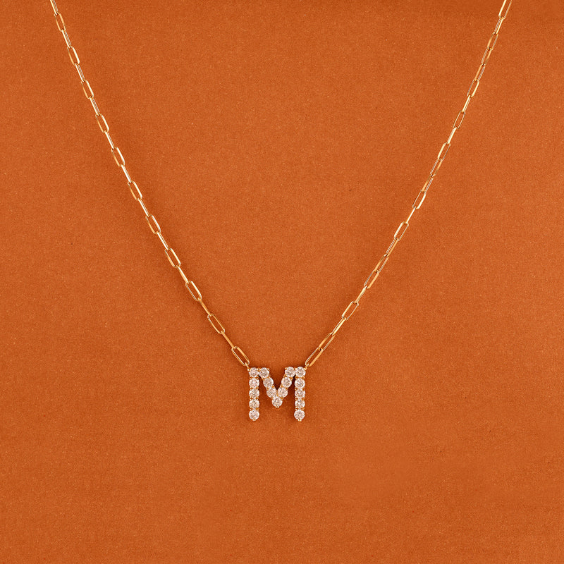 Gold Diamond Initial Necklace