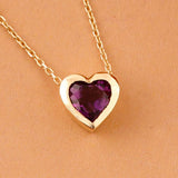 Gold Amethyst Heart Necklace