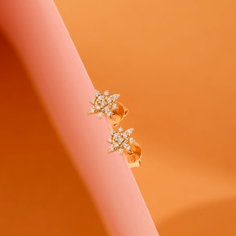 Diamond April Birthstone Star Earrings