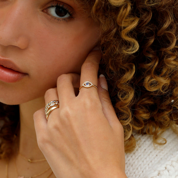 Sapphire and Diamond Lucky Eye Ring