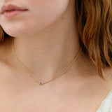Cuban Chain Necklace with Oval Pink Sapphire 